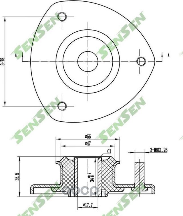ОПОРА АМОРТИЗАТОРА ПЕРЕДНЕГО SUZUKI GRAND VITARA (FT, GT) 98-, VITARA (Sensen) Sensen. Артикул M61062
