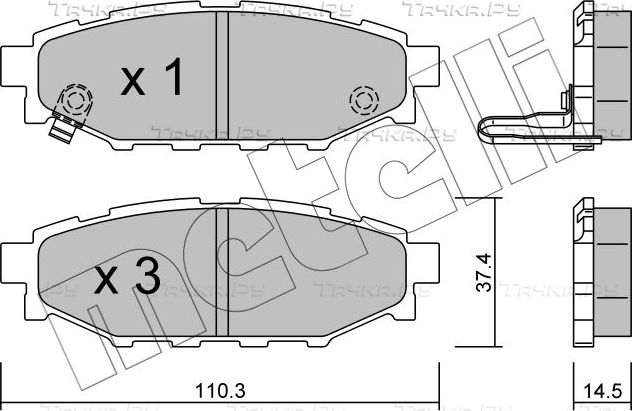 Тормозные колодки Metelli задние для Subaru Forester IV 2012-2018. Артикул 22-0764-0