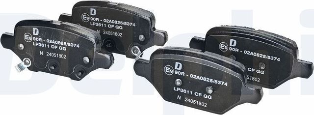 Тормозные колодки Delphi (Low-Metallic) задние для Chevrolet Tracker III (Trax) 2018-2026. Артикул LP3611