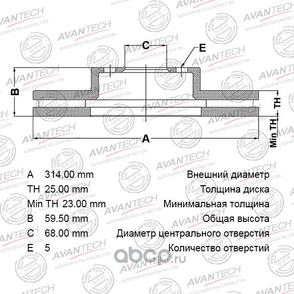 Диск тормозной (Avantech). Артикул BR2403S