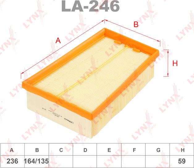 Воздушный фильтр LYNXauto. Артикул LA-246