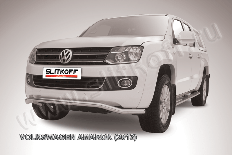 Защита Slitkoff переднего бампера d57 Волна для Volkswagen Amarok 2010-2015. Артикул VWAM13-007
