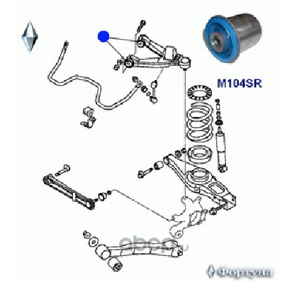 Сайлентблок верхнего рычага задней подвески (Фортуна). Артикул M104SR