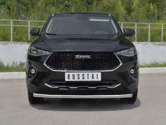 Защита RusStal переднего бампера d63 секции для Haval F7x 1.5 4WD 2019-2022. Артикул HF7XZ-003835