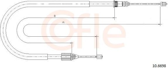 Трос ручника (тросик ручного тормоза) Cofle. Артикул 10.6698