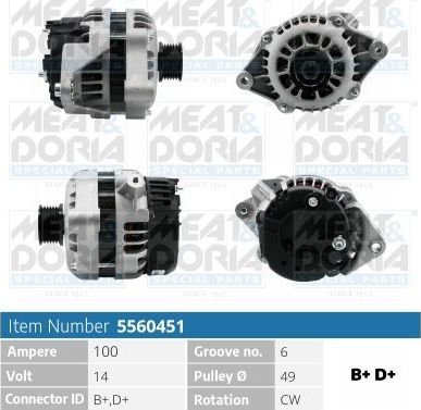 Генератор Meat & Doria для Opel Frontera A 1992-1998. Артикул 5560451