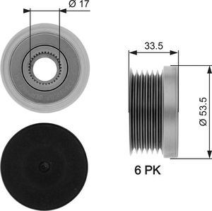 Муфта генератора обгонная Gates DriveAlign® для BMW 5 V (E60/E61) 2004-2010. Артикул OAP7111
