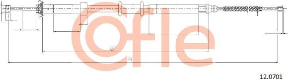 Трос ручника (тросик ручного тормоза) Cofle задний правый для Fiat Panda II 2003-2012. Артикул 92.12.0701