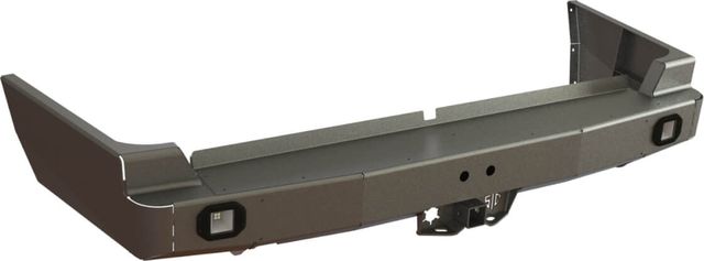 Бампер силовой задний STC для Toyota Land Cruiser 105 1998-2007 с квадратом под фаркоп и фарами заднего хода/ ПТФ. Артикул STC-TLC105-BR-L2