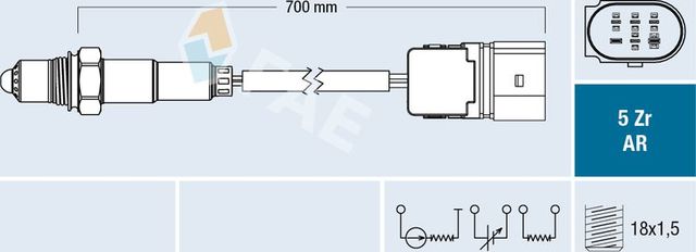 Лямбда-зонд (кислородный датчик) FAE для BMW 5 V (E60/E61) 2003-2005. Артикул 75014