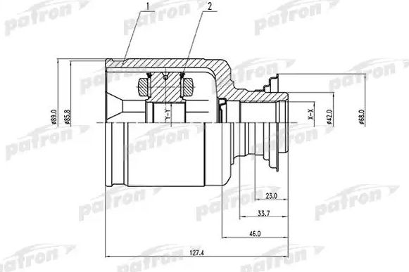 Шрус внутренний (граната) Patron передний правый для Honda Pilot II 2009-2011. Артикул PCV1512