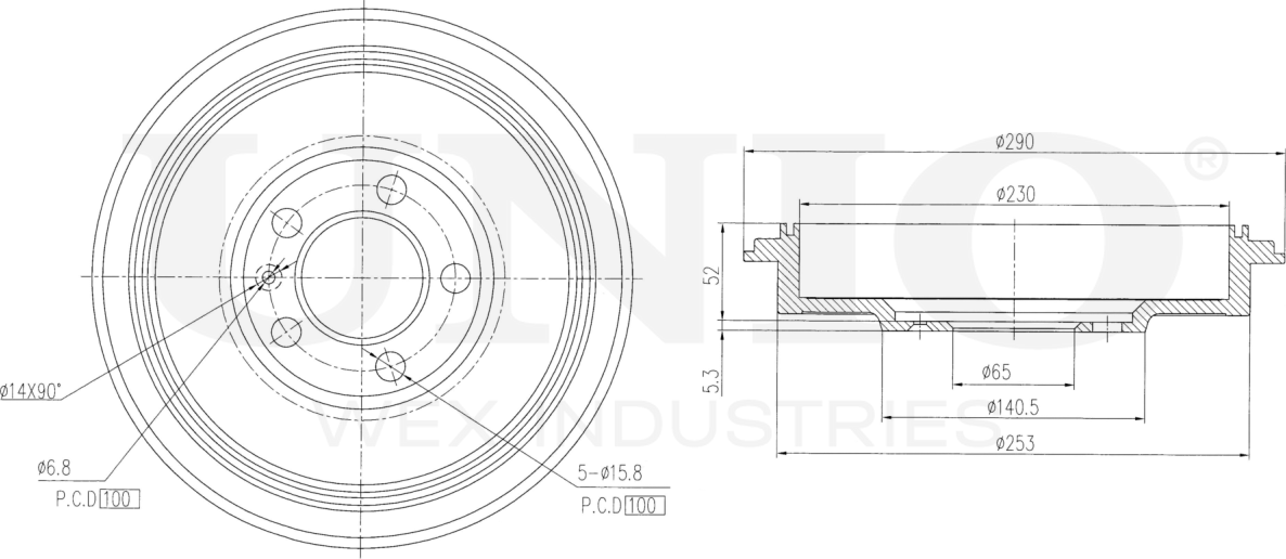 Барабан тормозной (Unio). Артикул BRD-10005