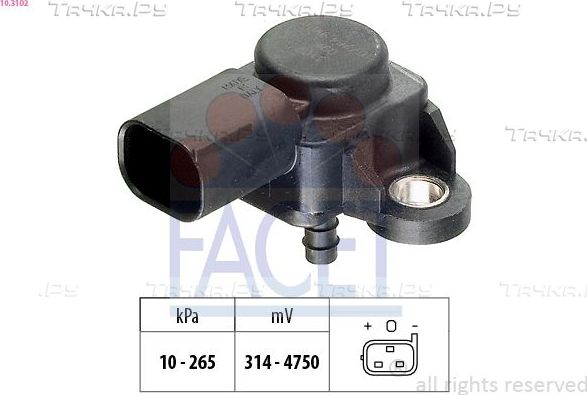 Датчик абсолютного давления (ДАД, MAP) Facet Made in Italy - OE Equivalent для Smart Fortwo I (W450) 1999-2007. Артикул 10.3102