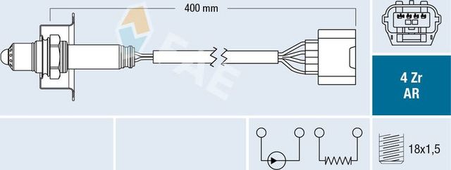 Лямбда-зонд (кислородный датчик) FAE для Nissan Juke I 2010-2019. Артикул 75635