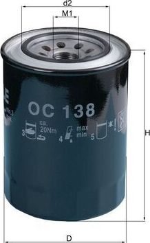 Масляный фильтр Mahle. Артикул OC 138