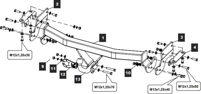 Фаркоп Baltex для SsangYong Tivoli 2016-2026. Артикул 29.3318.12