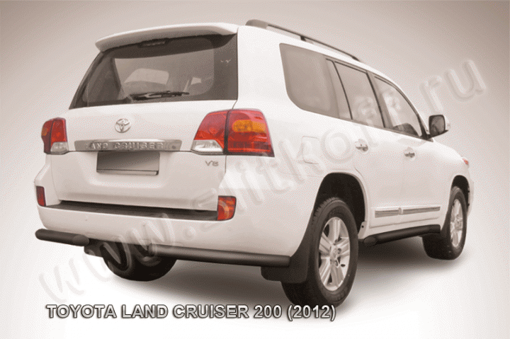 Защита Slitkoff задняя d76 уголки ЧЕРНАЯ матовая для Toyota Land Cruiser 200 2012-2013. Артикул TLC2-12-021B