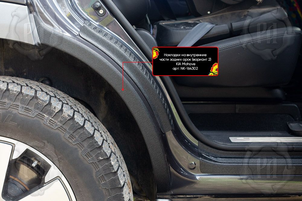 Накладки Русская Артель на внутренние части задних арок без скотча (вариант 2) для Kia Mohave I 2016-2026. Артикул NK-164302