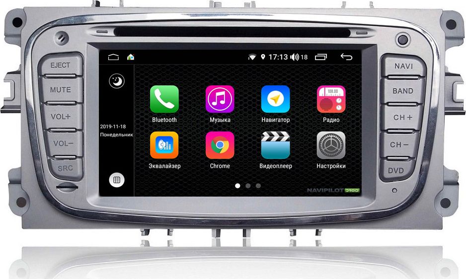 Штатное головное устройство NaviPilot с экраном 9" Android 9, 4G, DSP, аппаратные кнопки для Ford C-Max I рестайлинг 2007-2010. Артикул NPD9L-WRG-F003-07
