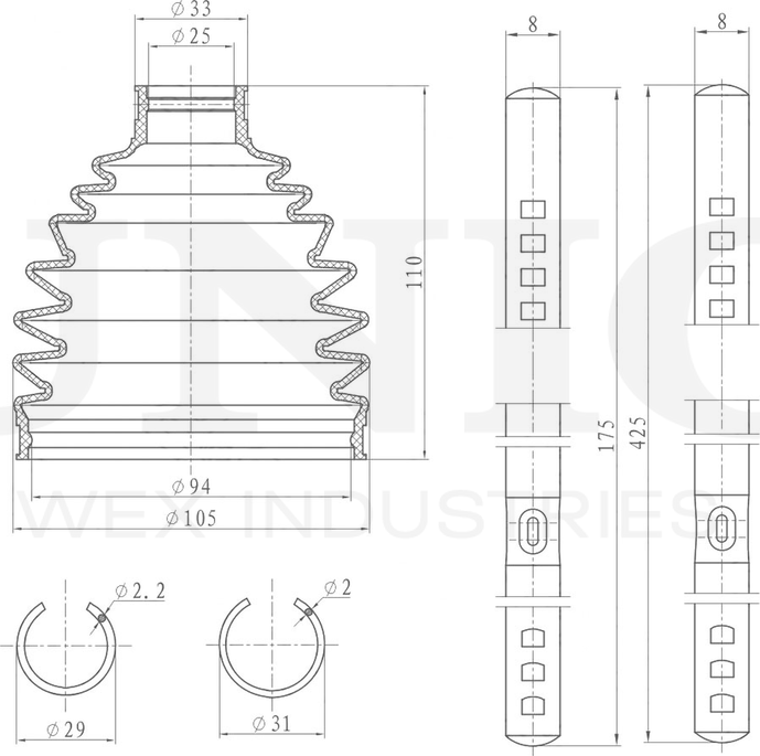 Пыльник ШРУС, комплект (Unio). Артикул DUC-30047K