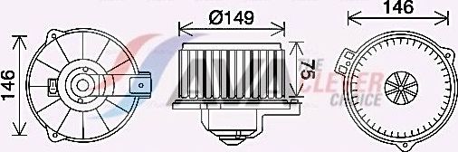 Вентилятор, мотор печки (отопителя) салона AVA (полимерный материал) для Toyota Corolla E120, E130 2001-2008. Артикул TO8735