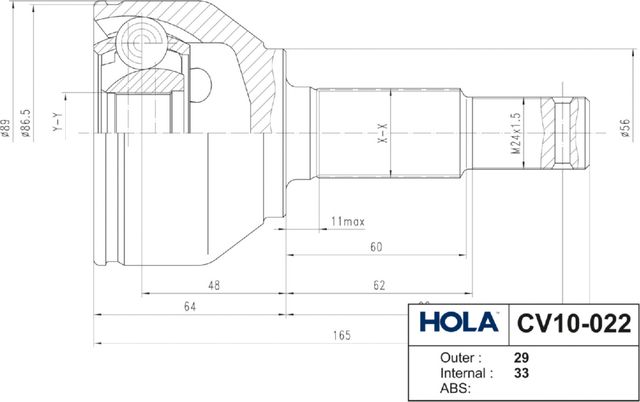 Шрус наружный (граната) HOLA. Артикул CV10-022