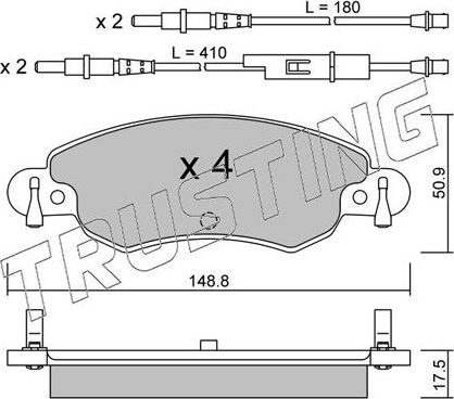 Тормозные колодки Trusting передние для Citroen C5 I 2001-2008. Артикул 339.0