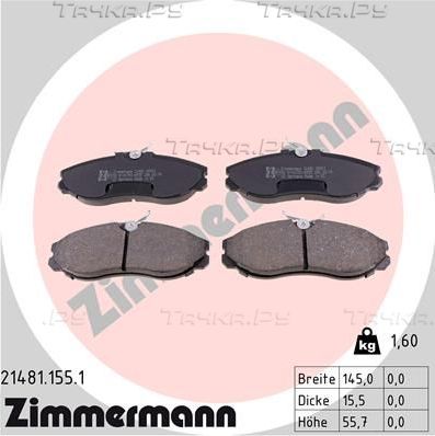 Тормозные колодки Zimmermann передние для Nissan Terrano II 1993-2007. Артикул 21481.155.1