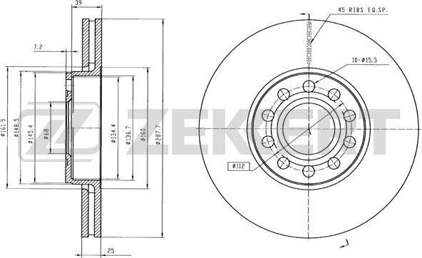 Тормозной диск Zekkert. Артикул BS-5360B