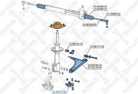 Шаровая опора Stellox (сталь). Артикул 52-00317-SX