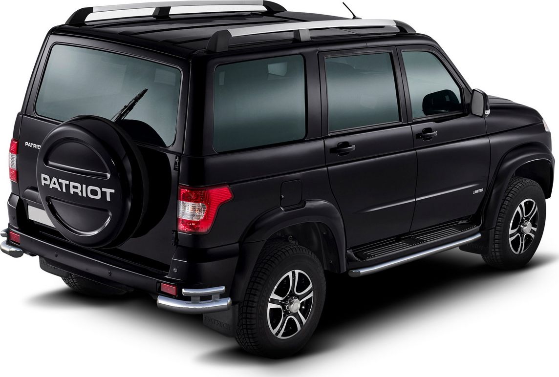 Защита Rival заднего бампера d76+d42 уголки для УАЗ Патриот I рестайлинг 2014-2026. Артикул R.6302.010