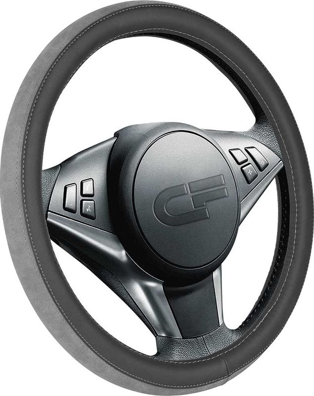 Оплётка на руль CarFashion Flip (размер M, экокожа, цвет ЧЕРНЫЙ/СЕРЫЙ/СЕРЫЙ). Артикул 31312