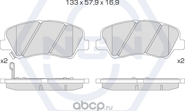 Колодки тормозные керамические, передние (NGN). Артикул 3502009