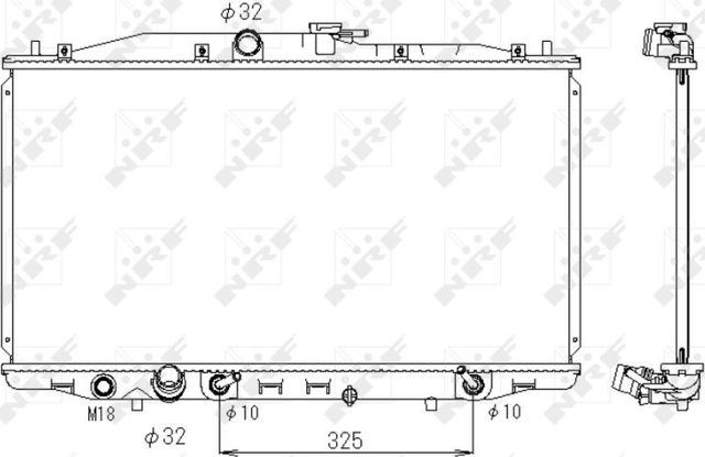 Радиатор охлаждения двигателя NRF (алюминий) для Honda Accord VII 2003-2008. Артикул 53391