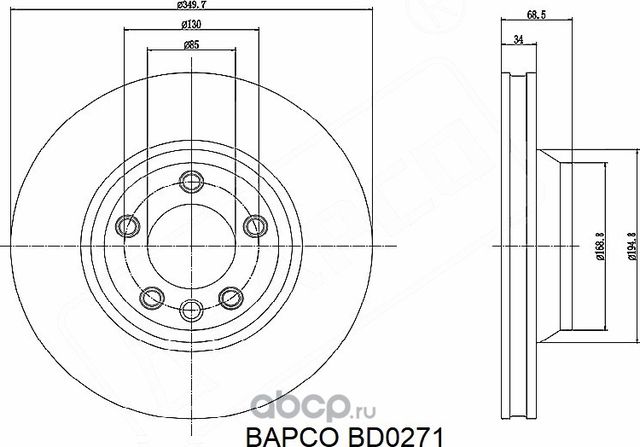 Диск тормозной перед (Bapco). Артикул BD0271