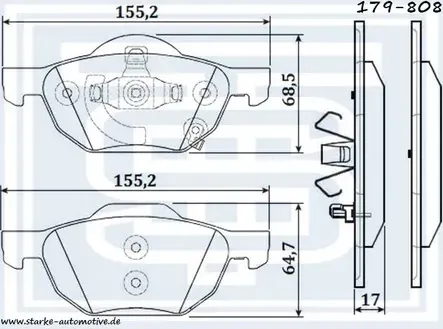 Колодки тормозные передние (Starke). Артикул 179808
