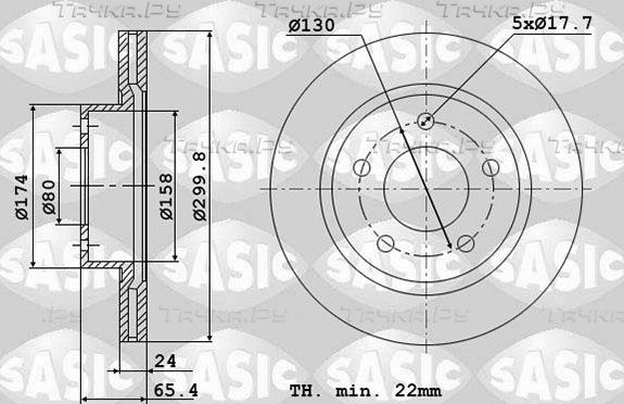 Тормозной диск Sasic передний для Citroen Jumper II 2006-2026. Артикул 2464Y34J