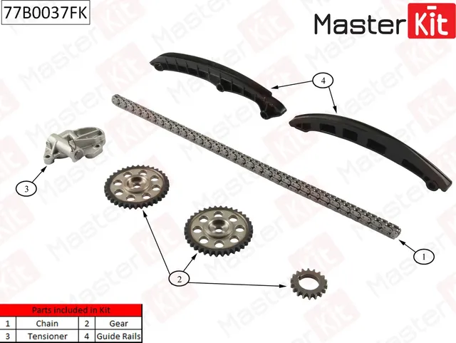 77B0037FK Комплект цепи ГРМ SKODA FABIA/Volkswagen POLO 1.2 AZQ/BME/BZG 07-14 (Master KIT) Master KIT. Артикул 77b0037fk