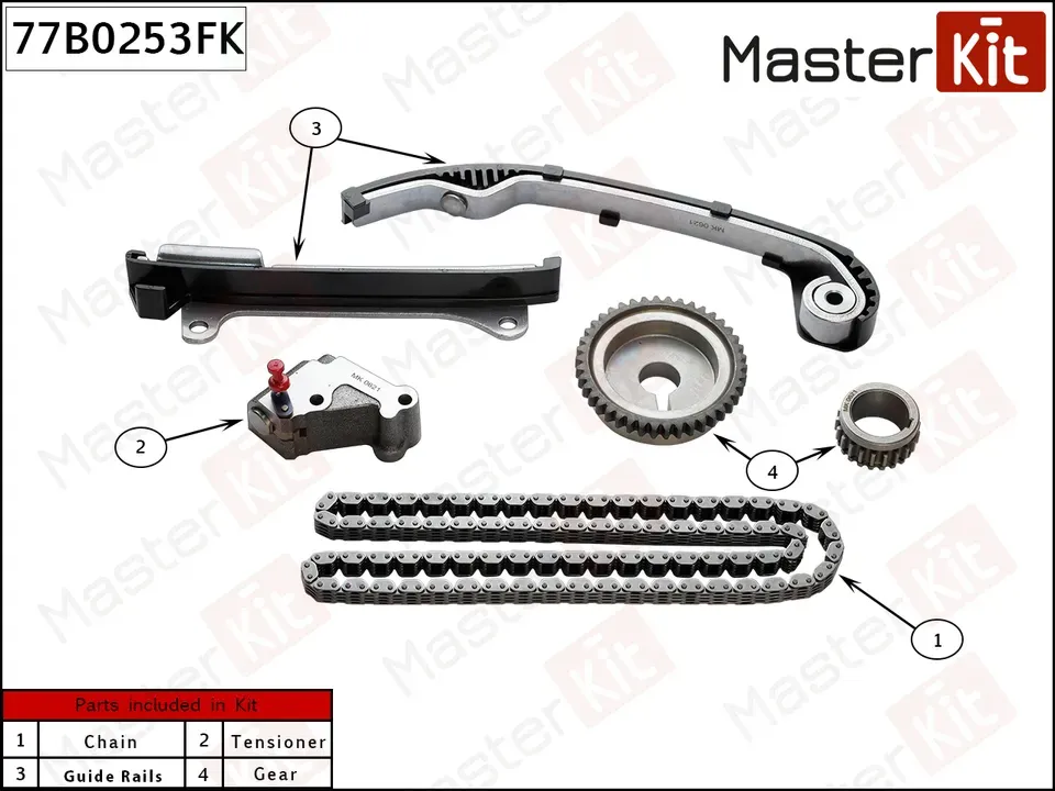Комплект цепи ГРМ NISSAN ALMERA CLASSIC (B10) 06-12 QG16DE (Master KIT) Master KIT. Артикул 77b0253fk