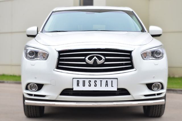 Защита RusStal переднего бампера d63 (секции) для Infiniti JX 35 2013-2025. Артикул JXZ-001455