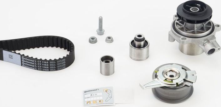 Помпа (водяной насос) с комплектом ремня ГРМ ContiTech. Артикул CT1168WP6