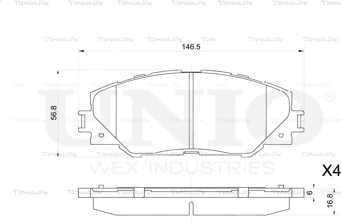Колодки тормозные дисковые, комплект (Unio). Артикул BRP-20388