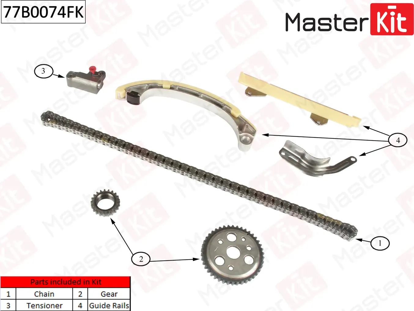 77B0074FK Комплект цепи ГРМ Toyota YARIS 2SZ-FE 99-05 (Master KIT). Артикул 77b0074fk