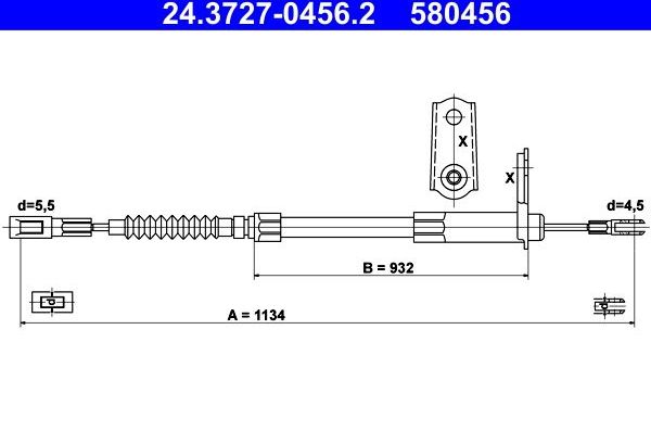 Трос ручника (тросик ручного тормоза) ATE. Артикул 24.3727-0456.2
