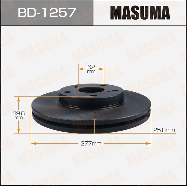 Диск тормозной MASUMA BD-1257 (1 2) front TOYOTA AURIS ZRE185L, NRE185L 12-18 Masuma. Артикул BD1257