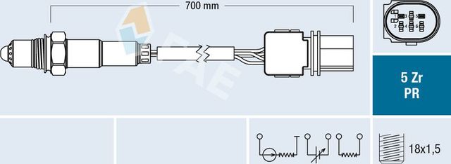 Лямбда-зонд (кислородный датчик) FAE для Skoda Karoq I 2017-2020. Артикул 75127