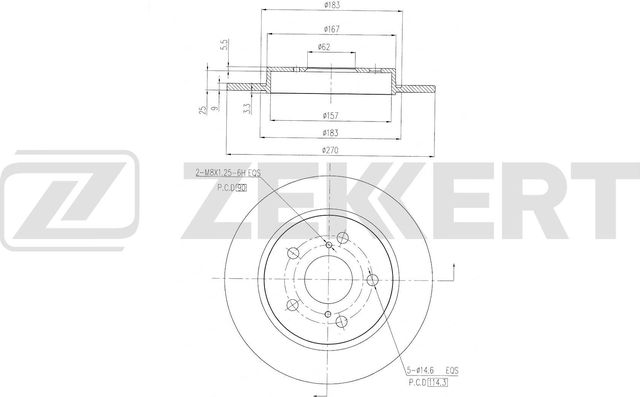 Тормозной диск Zekkert задний для Toyota Corolla E210 2019-2026. Артикул BS-6608