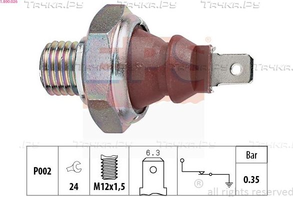 Датчик давления масла EPS Made in Italy - OE Equivalent для Mercedes-Benz Sprinter 903 1995-2006. Артикул 1.800.026