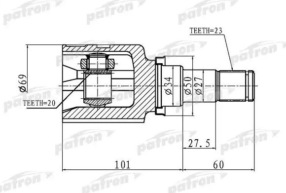 Шрус внутренний (граната) Patron. Артикул PCV1458