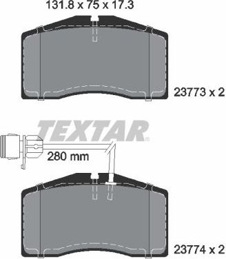 Тормозные колодки Textar Q+. Артикул 2377301